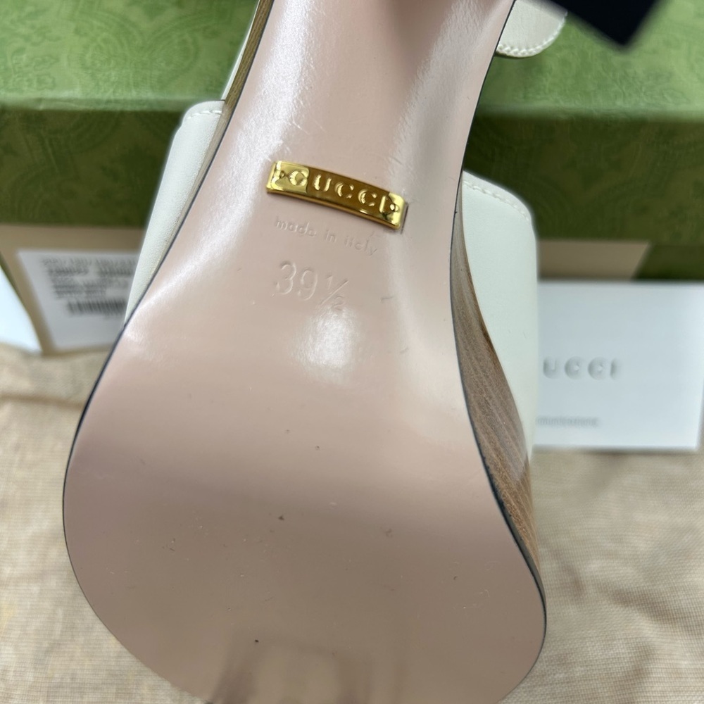 Women's Gucci interlocking G leather platform sandals size 39.5 made in Italy - Picture 9 of 13